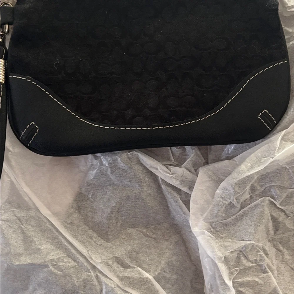 Coach Signature C pattern wristlet clutch with leather trim vintage Y2K